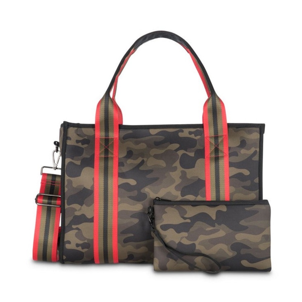 Haute Shore Isla Tote - SoHo Green Camouflage Neoprene Book Tote/ Crossbody